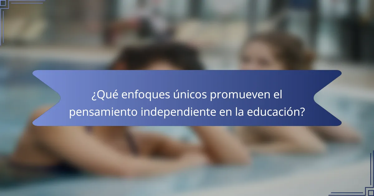 ¿Qué enfoques únicos promueven el pensamiento independiente en la educación?